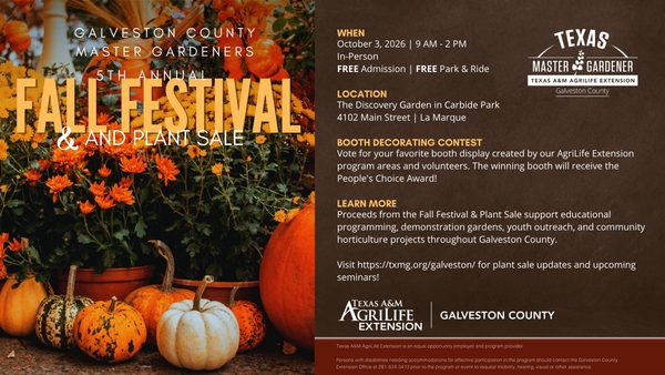 10/3/2026 – 5th Annual Fall Festival & Plant Sale